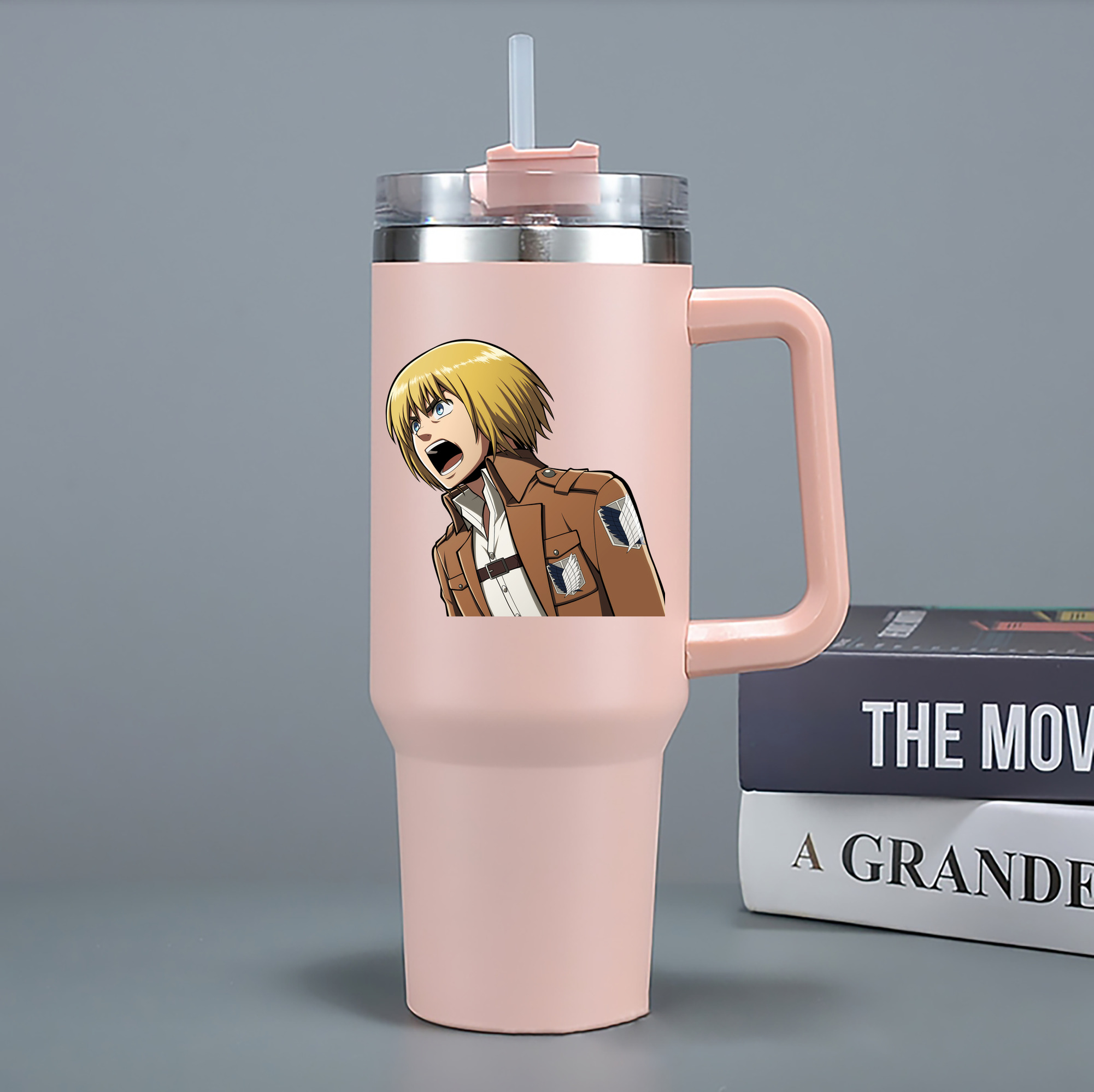 （画像用） 進撃の巨人 アルミン·アルレルト Attack on Titan Armin Arlert 1200mL車用タンブラー - クリスタルステッカー（プラスチックストロー付き）